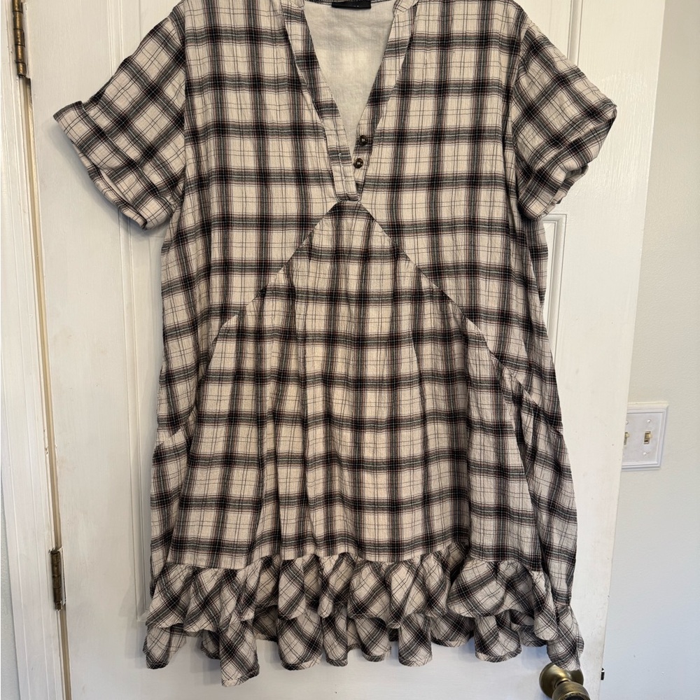 Vici Black and White Checkered Kids Dress